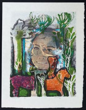 Genummerde zeefdruk van de Belgische graficus A. Goezu