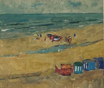 Monotype, mensen aan het strand