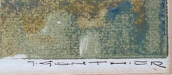 Monotype, Het strand met cabines en mensen