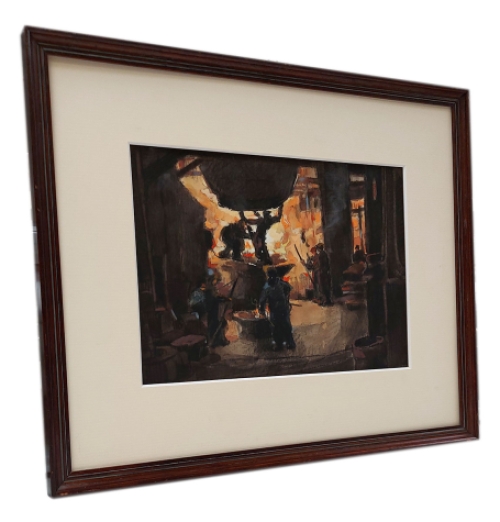 Hoogovens te Brugge met arbeiders