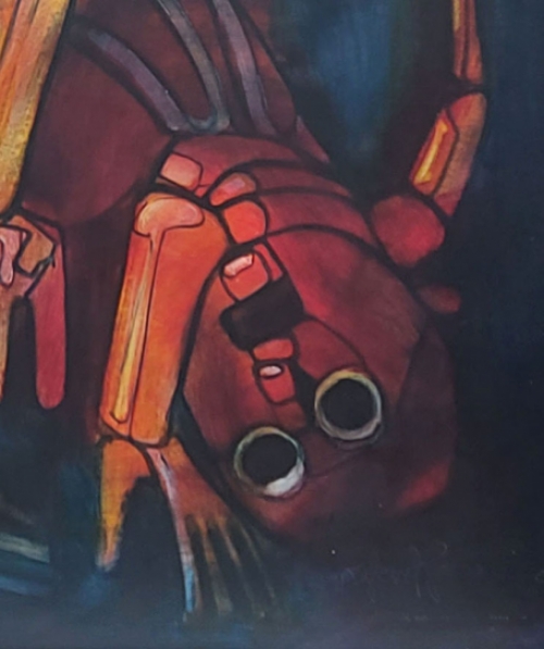 Rafael Gorsen met een groot expressionistisch schilderij