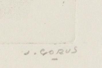 Zeer grote ets uit 1975 van de Antwerpse etser J. Gorus