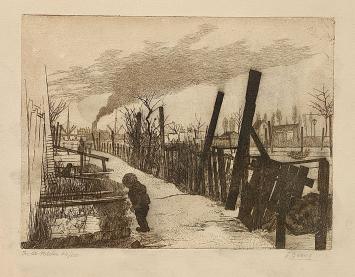 In de polder, een ets van de Belgische etser Jacques Gorus