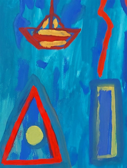 Kunstschilder Gratien Dendooven met een abstract werk