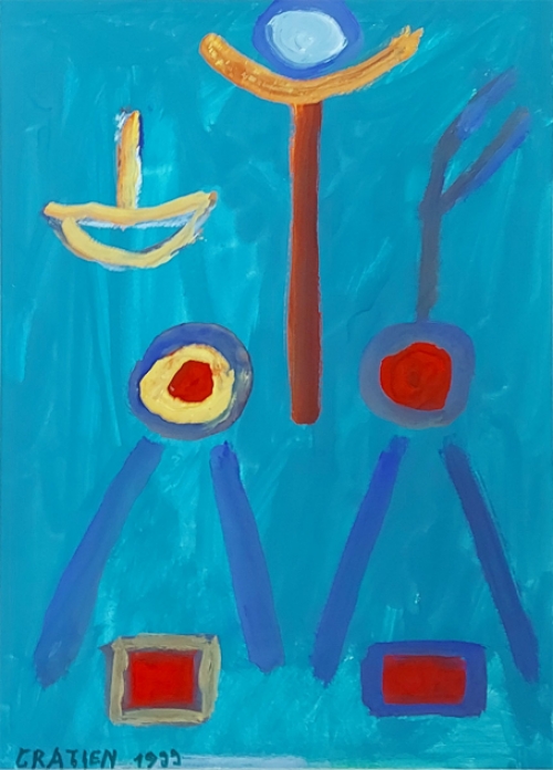 Kunstschilder Gratien Dendooven met een abstract werk