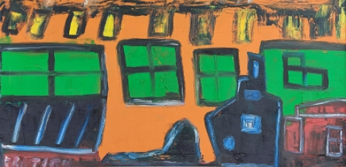 Kunstschilder Gratien Dendooven met een abstract werk