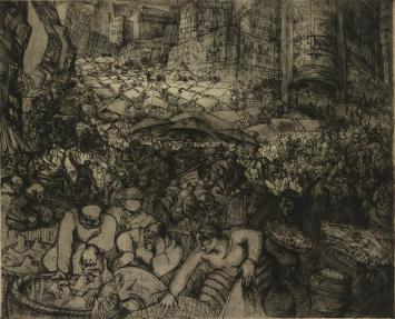 Belgische etser Jacques Boonen met een ets uit 1934