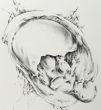 Guido Mariman met een lithografie