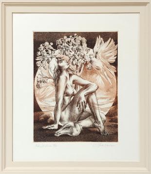 Belgische etser Guido Mariman met een gravure