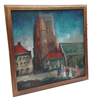 Plein op het dorpje met mensen 1929