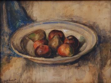 Gust Verelst met een aquarel