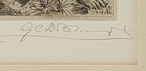 Gustaaf De Bruyne met een brin engraving of burijngravure