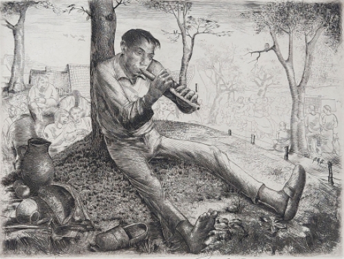 Gravure van de Mechelse kunstenaar Gustaaf De Bruyne