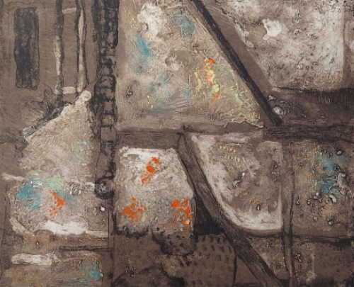 Gustaaf Prils  met een grafisch werkje