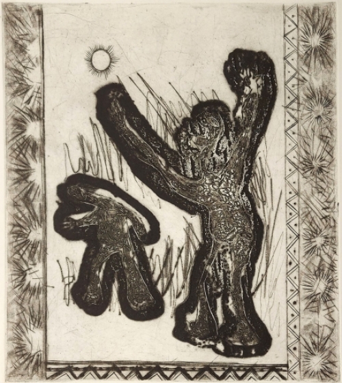 Gustaaf Prils  met een grafisch werk