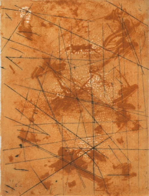 Gustaaf Prils  met een abstract grafisch kunstwerkje