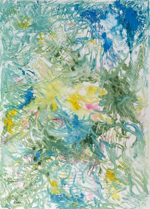 Gustaaf Prils  met een kleurrijk grafisch werkje