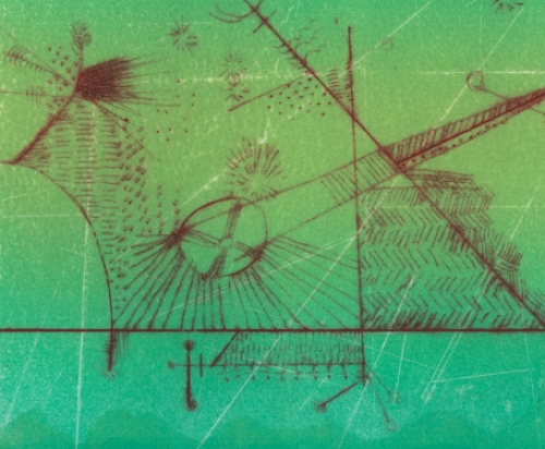 Gustaaf Prils  met een abstract werk