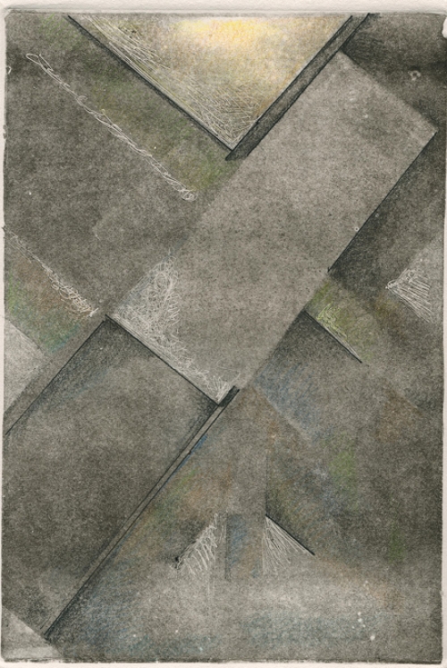 Gustaaf Prils  met een abstract grafisch  werkje