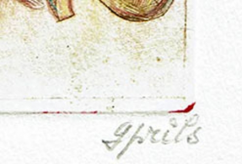 Gustaaf Prils  met een fijne ets