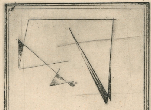 kunstwerkje van G. Prils, een abstracte ets