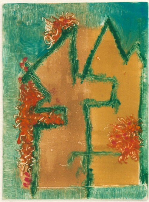 Gustaaf Prils  met een grafisch kunstwerkje uit 1988