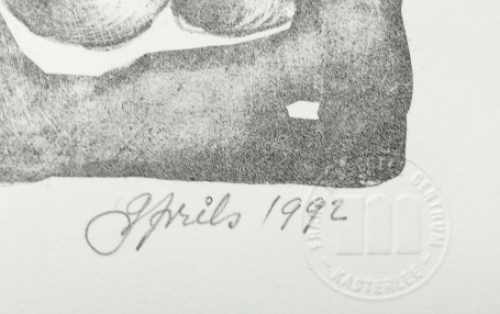 Gustaaf Prils  met een grafisch werkje