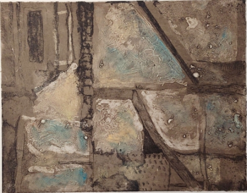 Gustaaf Prils  met een grafisch werkje