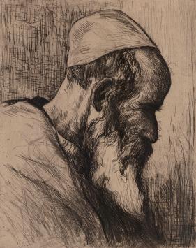 Ets van oude man geëtst door Gustave Flasschoen