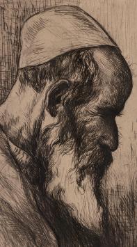 Gustave Flasschoen met een ets in goede staat