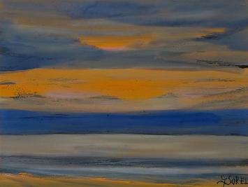 Zeezicht geschilderd door Gustaaf Sorel