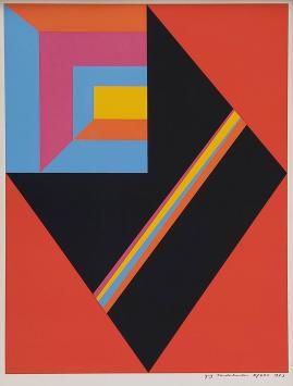Zeefdruk geometrische compositie van Guy Vandenbranden