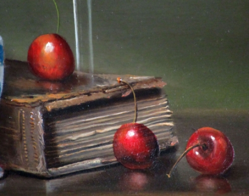 Stilleven met putter boek en champagneglas 1974