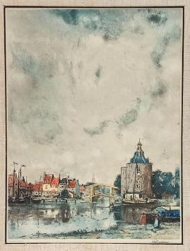 Ets met aquatint van de Belgische kunstenaar Henri Cassiers