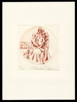 Gravure van Hermina Horváth, ex libris uit 1986