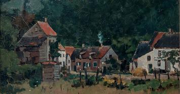 Het Waalse dorp geschilderd door Henri Janlet