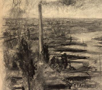 Harmen Klaas Post met een expressionistisch kunstwerk op papier