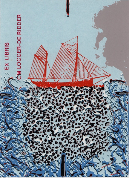 Alain Hautekiet met een ex libris op papier