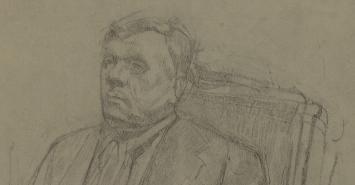 Nederlandse kunstenaar H. Boot met een schets