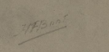 Schets, zittende man met handen op de stoelleuning