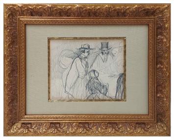 Tekening van de Belgische kunstenaar Ferdinand de Braekeleer