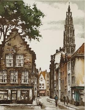 De Brusselse kunstenaar Roger Hebbelinck met een ets