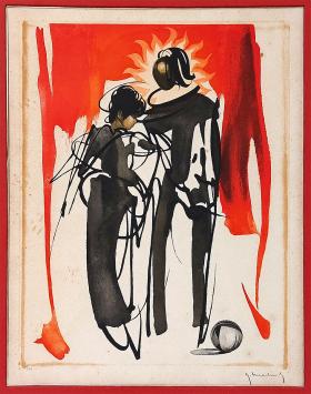 Etsen van de Belgische kunstenaar Roger Hebbelinck