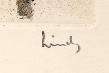 Edgard Schellinck met een grafisch kunstwerk