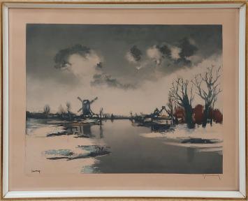 Litho van de Belgische kunstenaar Roger Hebbelinck