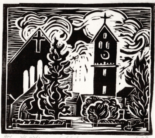 Gustaaf Prils  met een grafisch werkje