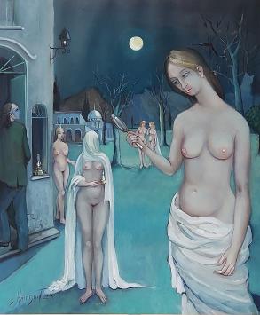 Schilderij, Surrealistisch kunstwerk van Luc Heirbaut kopen