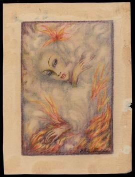 Potloodtekening van de Franse kunstenares Hélène Perdriat