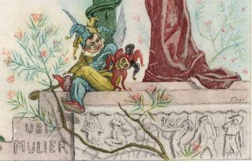 Gravure Le femme au pantin,  UBI Mulier 1885, Exsteens 818