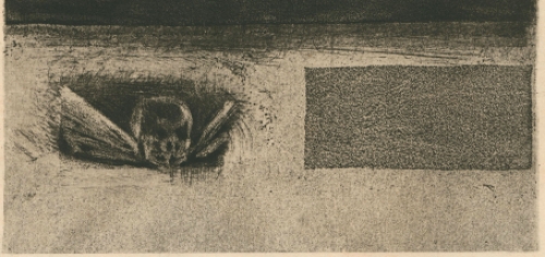 Belgische etser Felicien Rops met een ets op papier